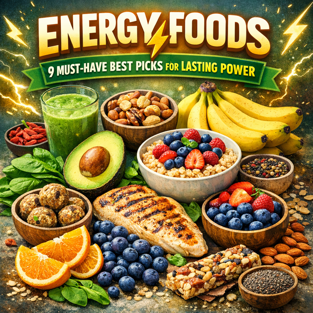Illustration of Energy Foods: 9 Must-Have Best Picks for Lasting Power