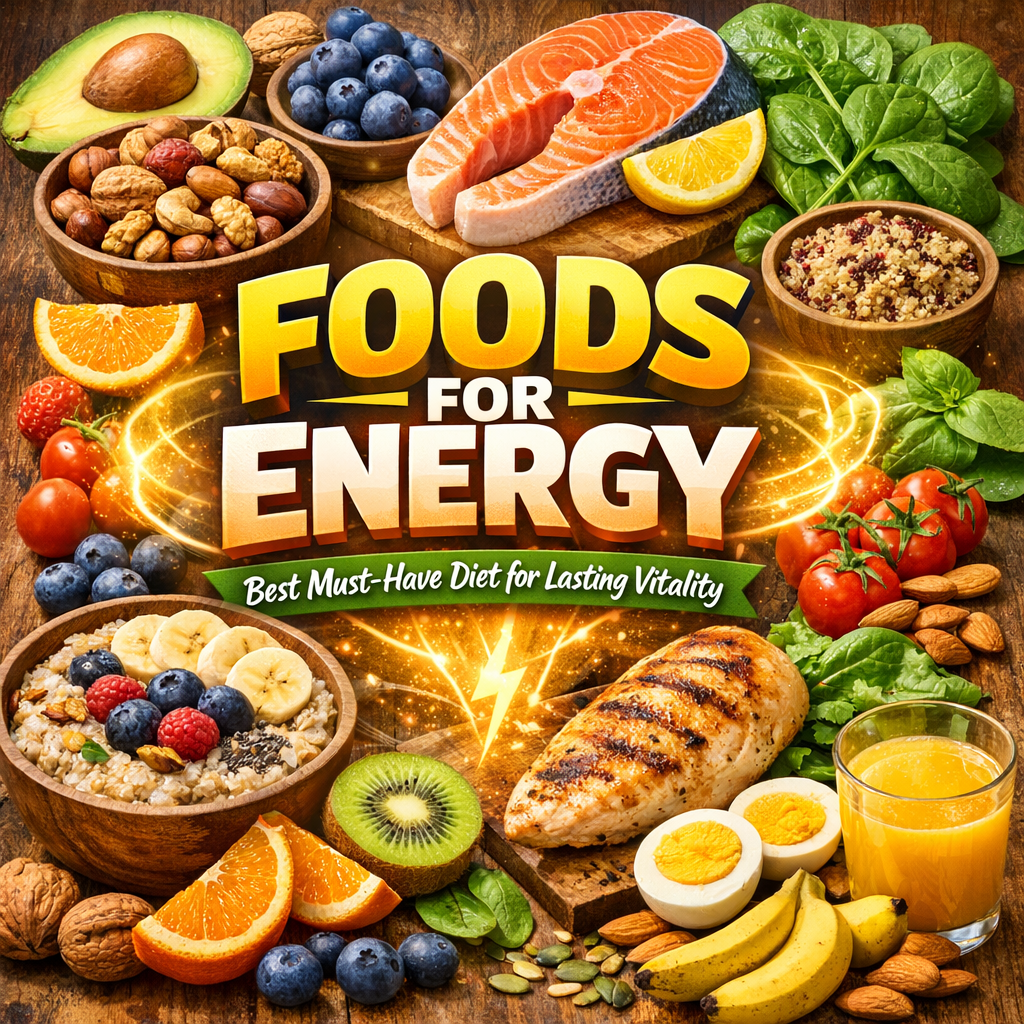 Illustration of Foods for Energy: Best Must-Have Diet for Lasting Vitality