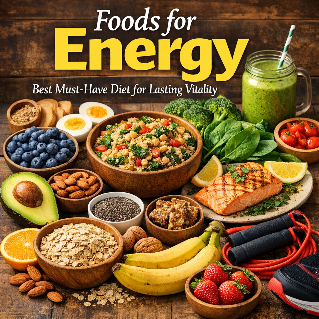 Illustration of Foods for Energy: Best Must-Have Diet for Lasting Vitality