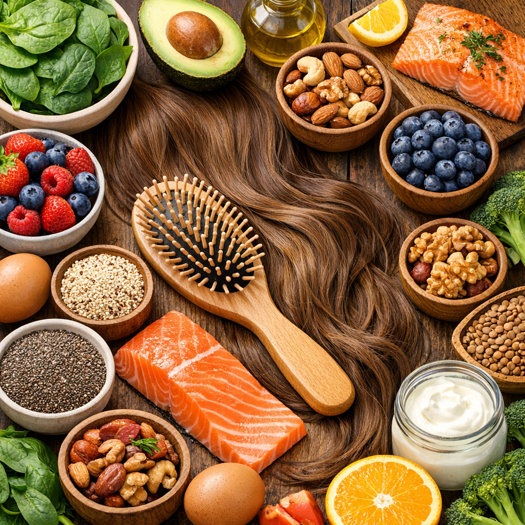Illustration of Foods for Hair: 9 Must-Have Healthy Picks for Stronger Strands