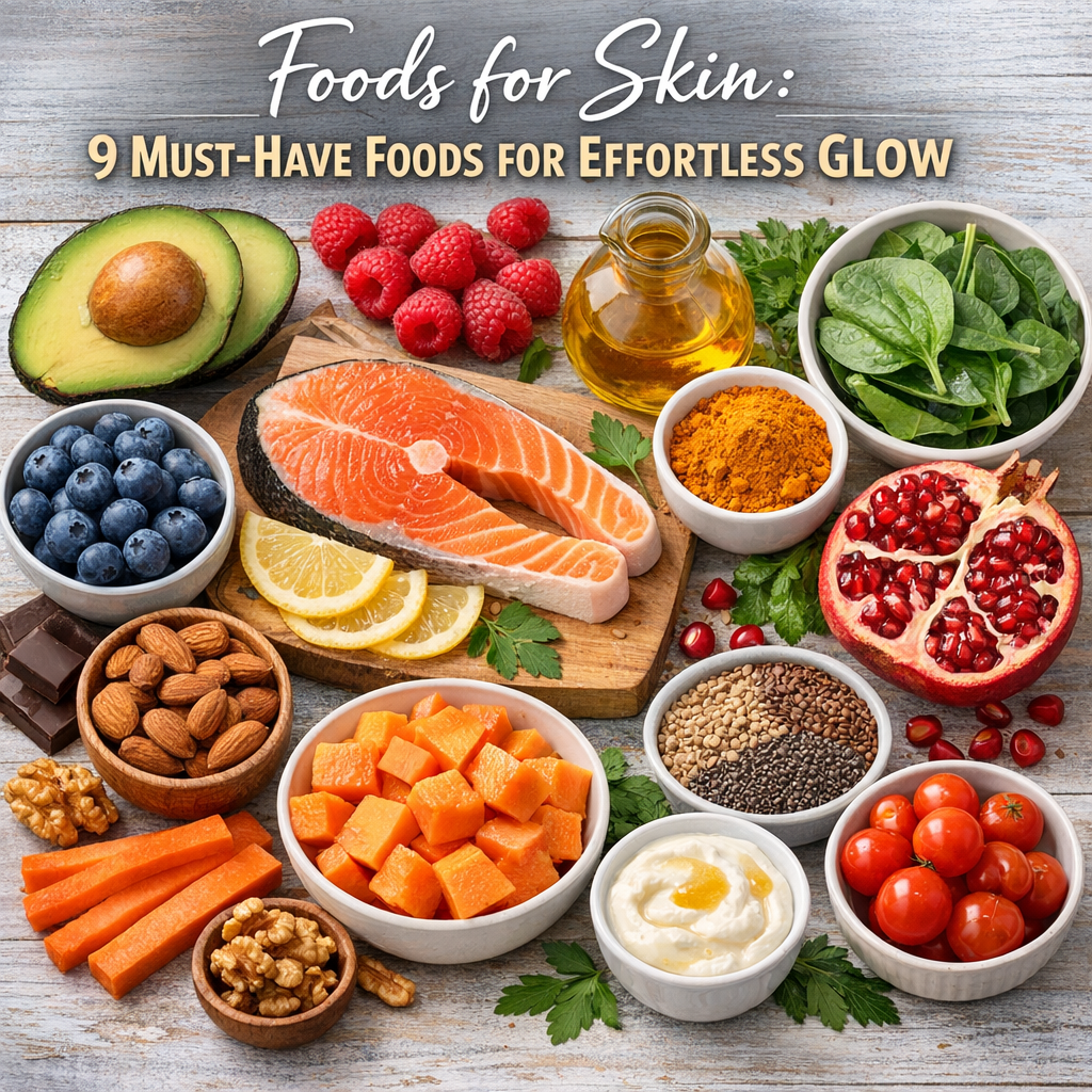 Illustration of Foods for Skin: 9 Must-Have Foods for Effortless Glow
