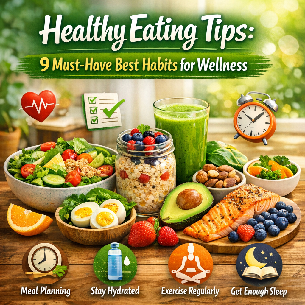 Illustration of Healthy Eating Tips: 9 Must-Have Best Habits for Wellness