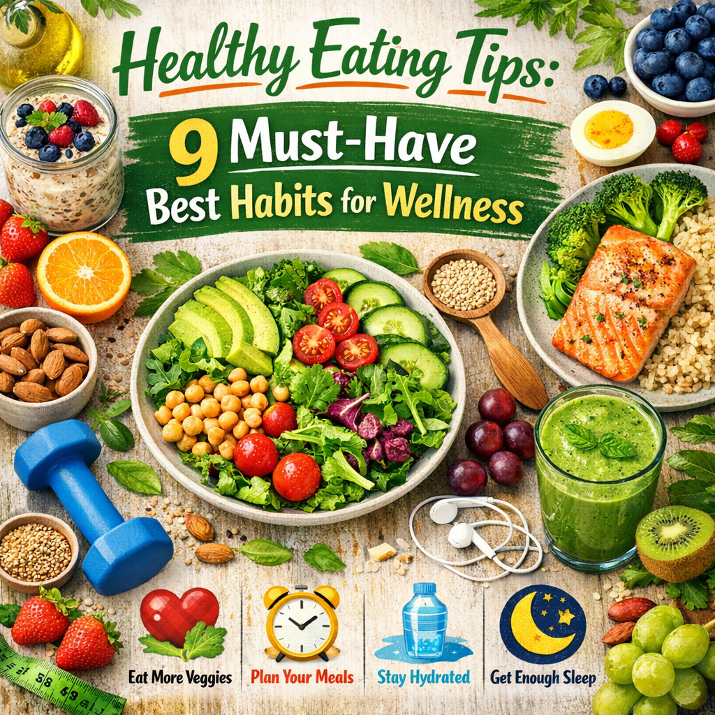 Illustration of Healthy Eating Tips: 9 Must-Have Best Habits for Wellness