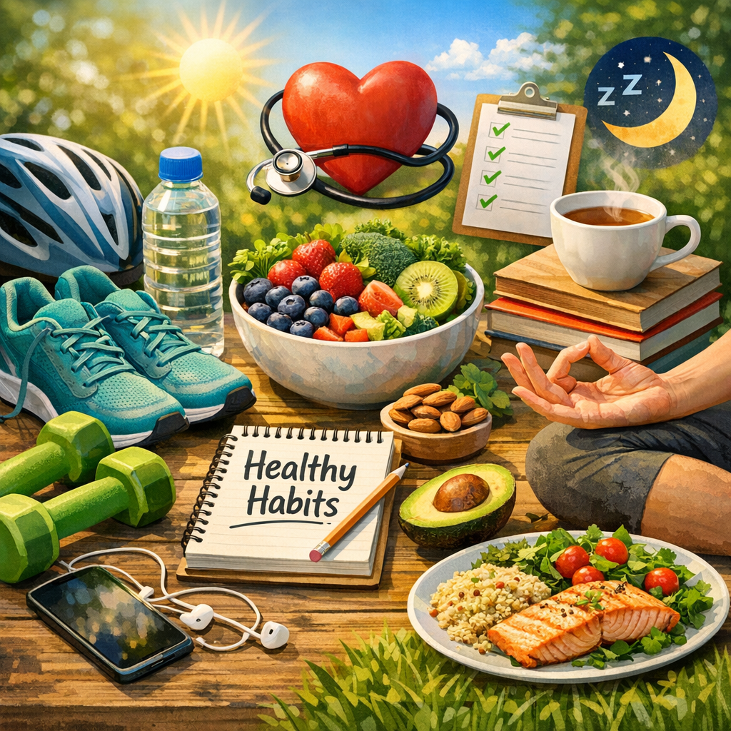 Illustration of Lifestyle Habits for a Healthier Life: Must-Have Best Tips