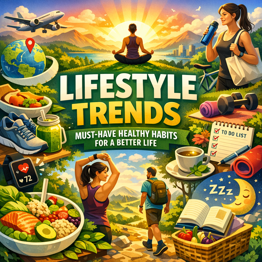 Illustration of Lifestyle Trends: Must-Have Healthy Habits for a Better Life